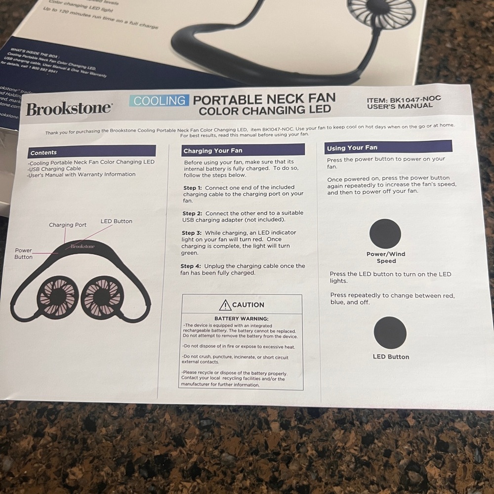 Brookstone Dual Neck/Table Fan with Color-Changing LED - Picture 8 of 8
